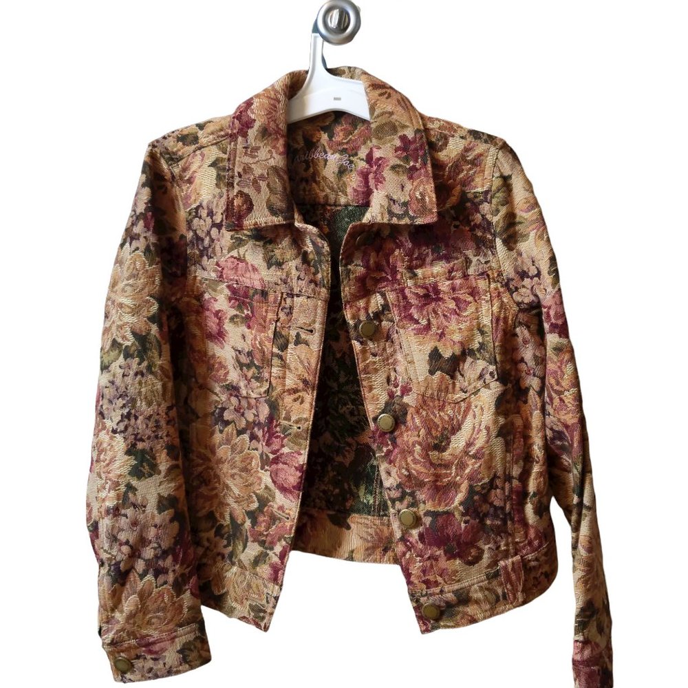 Tapestry floral cropped jacket Caribbean Joe